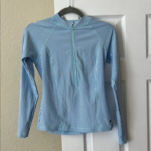Southern Tide Blue and White Striped Long Sleeve Rash Guard
